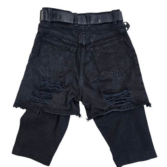 NO! Jeans Lined Shorts Black Denim Distressed Size Juniors 5/6 - Picture 2 of 8
